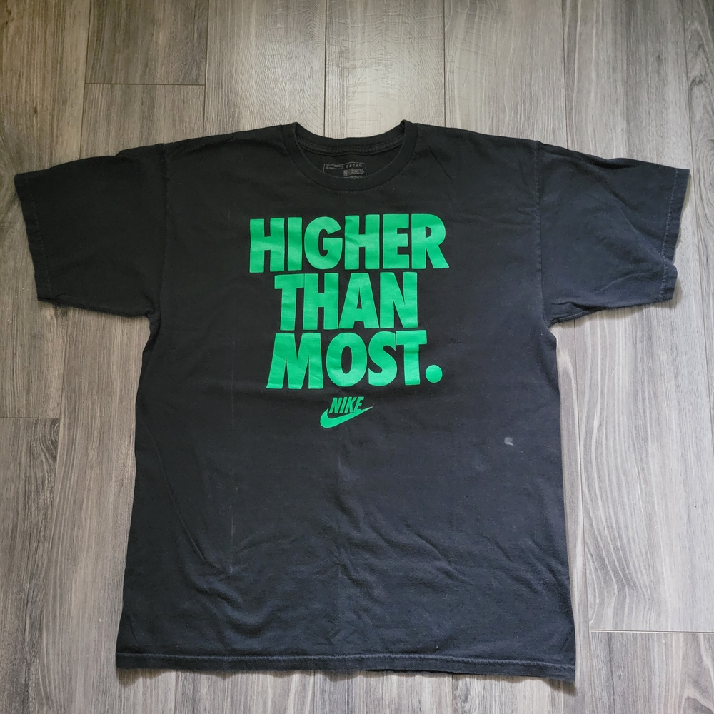 Nike Men's Black Tee with Green Print